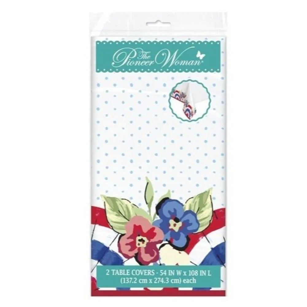 2ct Pioneer Woman Patriotic 4th of July Plastic Party Tablecloth 108